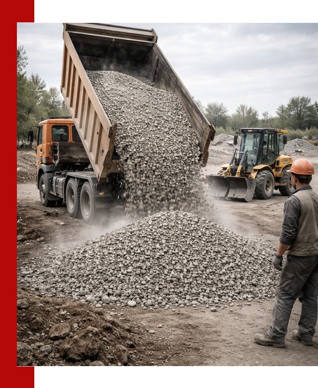 Доставка щебня в Ялуторовске крупными и мелкими фракциями