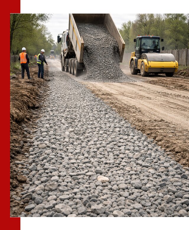 Доставка щебня для отсыпки дорог в Ялуторовске высокого качества