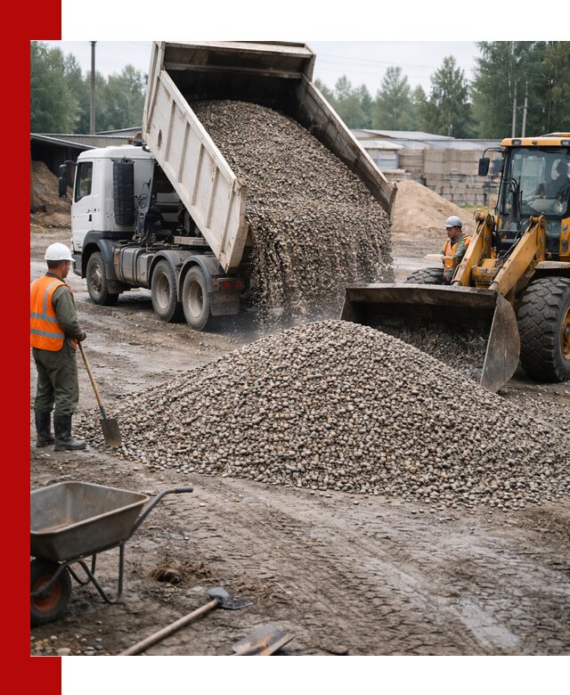 Мытый гравий с доставкой в Ялуторовске от карьера до участка