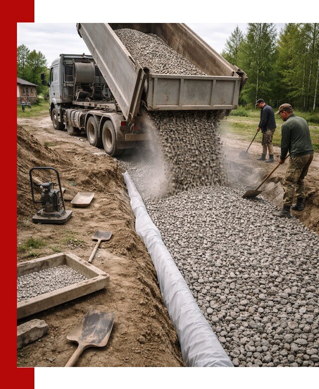 Гравий для дренажа с доставкой в Ялуторовске качественный и недорогой