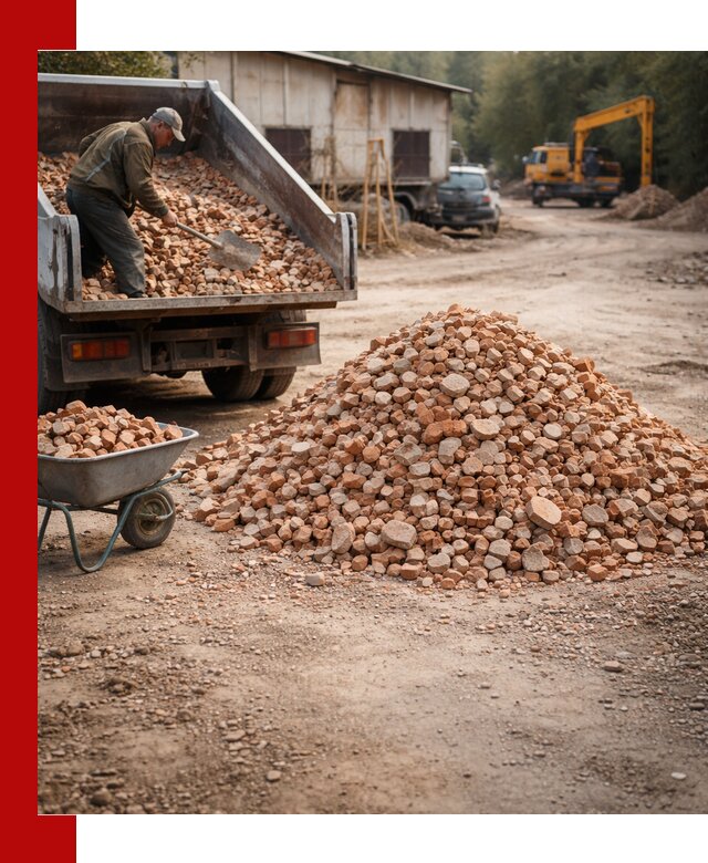 Доставка и подушка из боя кирпича с разгрузкой в Ялуторовске