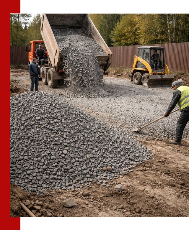 Отсыпка участка щебнем с доставкой и уплотнением в Ялуторовске